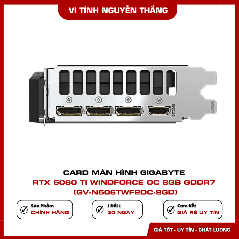 Bộ nhớ 8GB GDDR7 trên Gigabyte RTX 5060 Ti Windforce OC