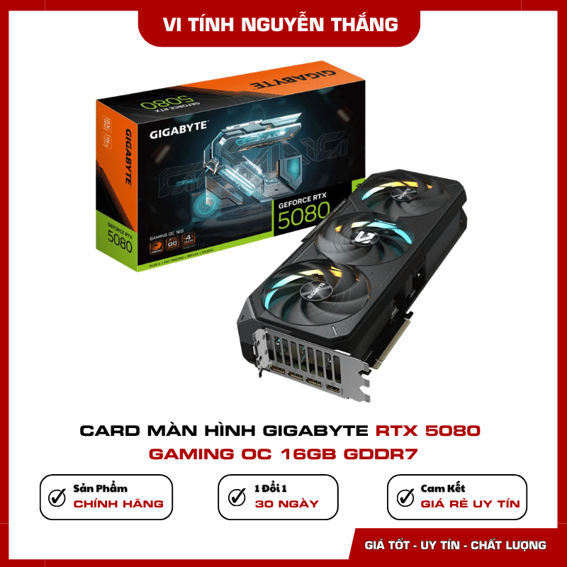 Gigabyte RTX 5080 Gaming OC trang bị 16GB bộ nhớ GDDR7