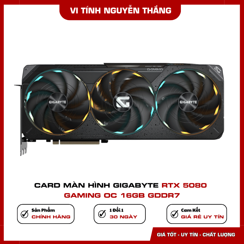 Gigabyte GeForce RTX 5080 Gaming OC 16GB Card màn hình Gigabyte RTX 5080 Gaming OC 16GB GDDR7 thiết kế tổng thể