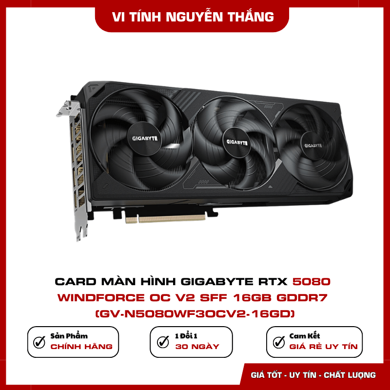 Cổng kết nối DisplayPort HDMI và nguồn 16-pin Gigabyte RTX 5080 WINDFORCE OC V2
