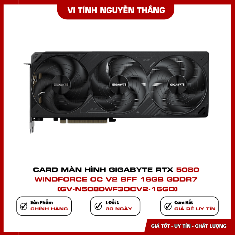 Hệ thống tản nhiệt WINDFORCE ba quạt của Gigabyte RTX 5080 OC V2 SFF