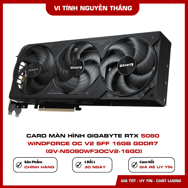 Bộ nhớ 16GB GDDR7 trên VGA Gigabyte RTX 5080 WINDFORCE OC V2