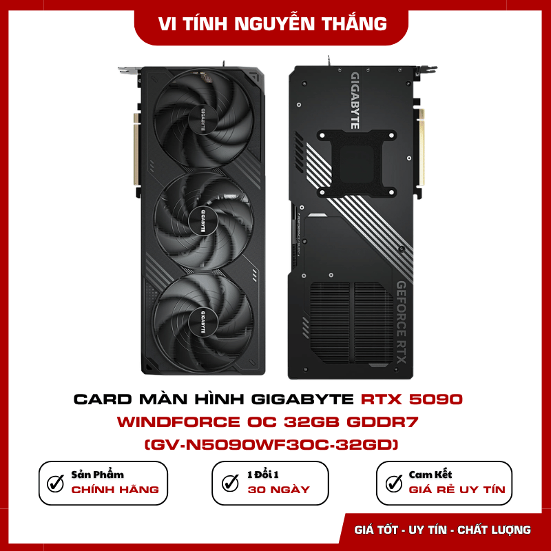 Bộ nhớ 32GB GDDR7 trên VGA Gigabyte RTX 5090 Windforce OC