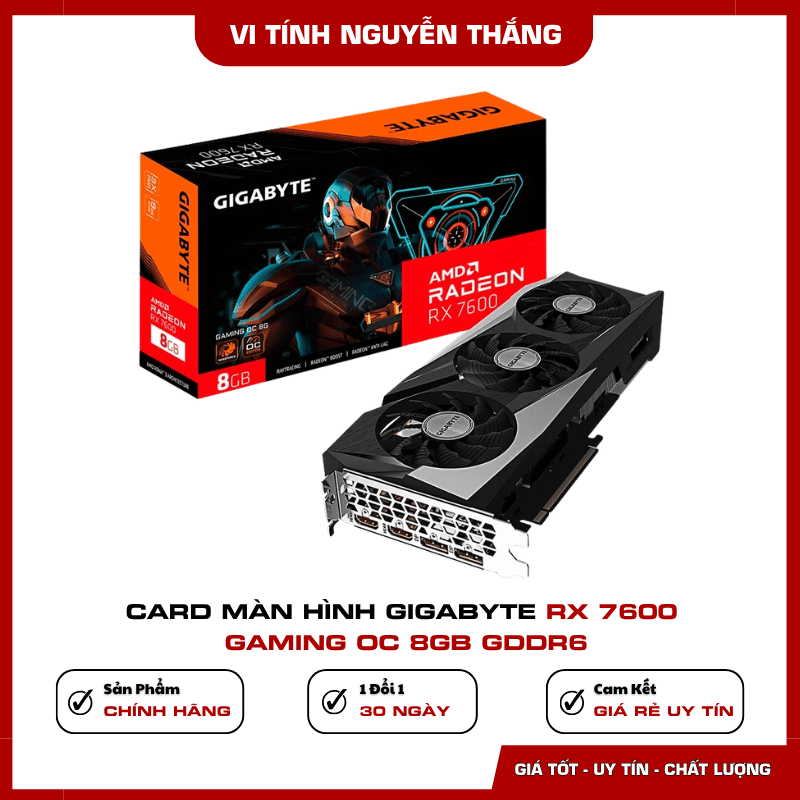 Gigabyte RX 7600 Gaming OC 8GB GDDR6 Card màn hình Gigabyte RX 7600 Gaming OC 8GB GDDR6