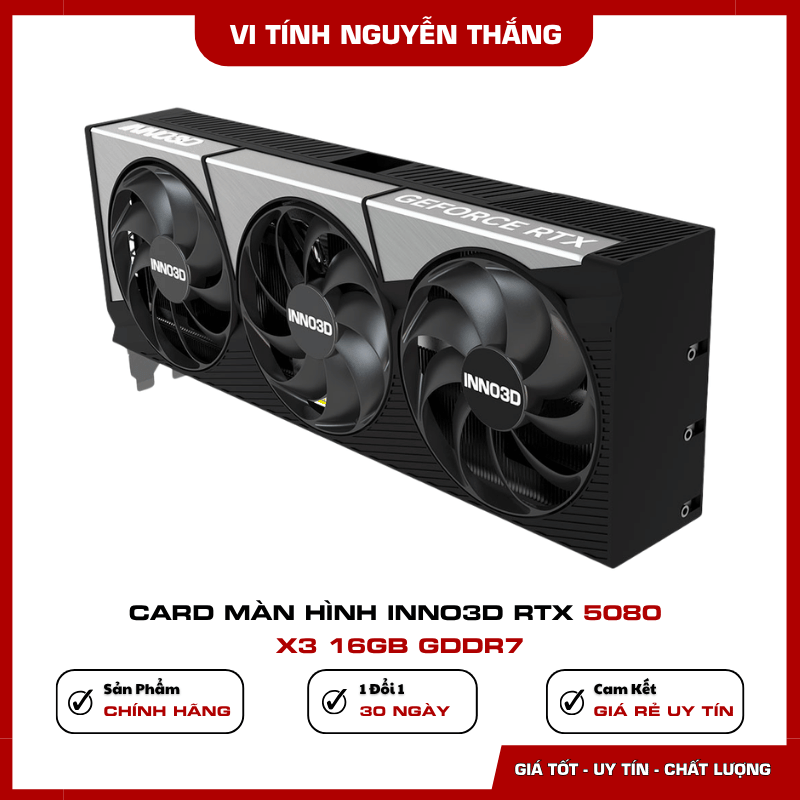 Bộ nhớ 16GB GDDR7 trên card màn hình INNO3D GeForce RTX 5080 X3