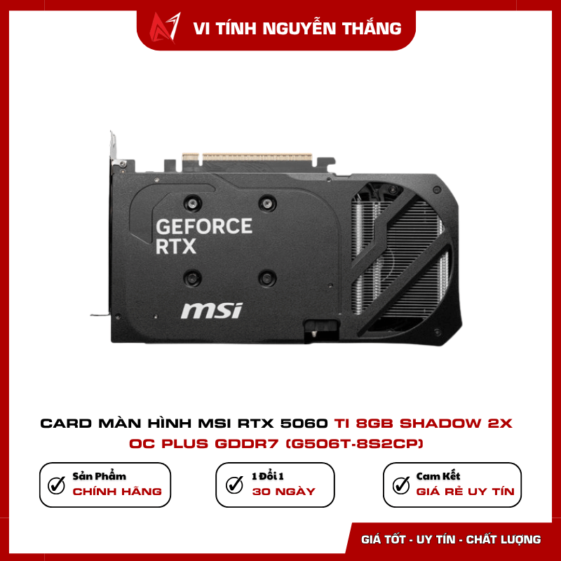 Thiết kế tản nhiệt MSI Shadow 2X OC Plus RTX 5060 Ti