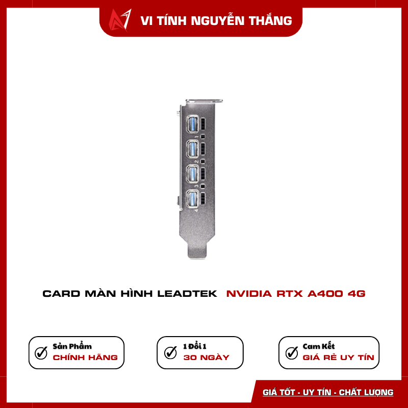 Leadtek RTX A400 4 cổng mini DisplayPort Leadtek NVIDIA RTX A400 hỗ trợ 4 cổng mini DisplayPort 1.4a