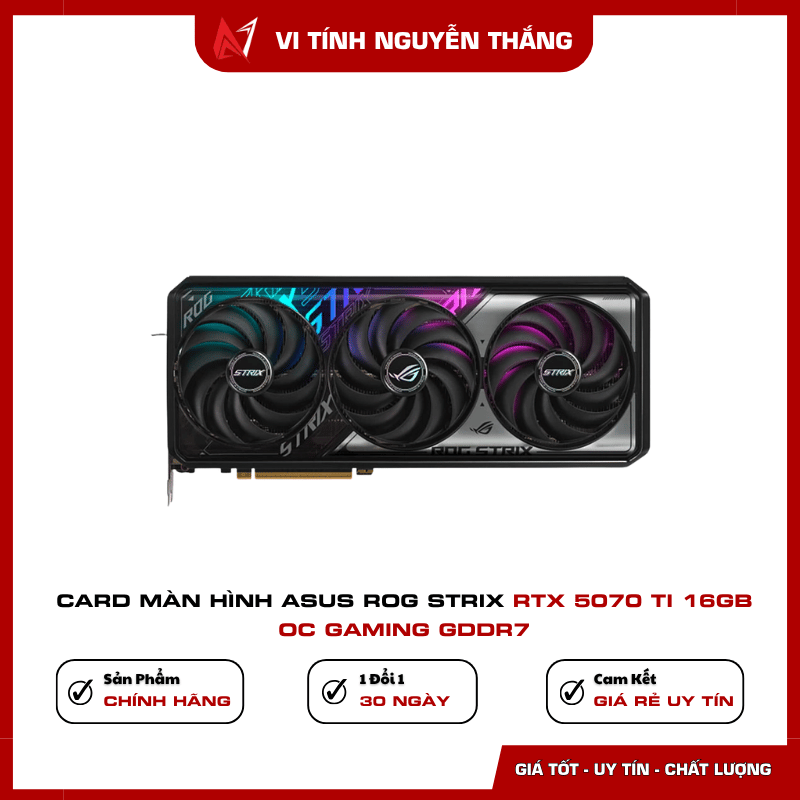 ASUS ROG Strix RTX 5070 Ti 16GB GDDR7 thiết kế tản nhiệt cao cấp