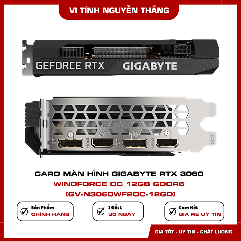 Hệ thống tản nhiệt WINDFORCE 2X trên Gigabyte RTX 3060