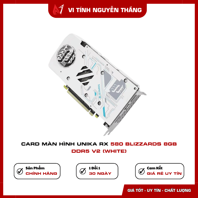 VGA UNIKA RX 580 BLIZZARDS 8GB GDDR5 bus 256 bit màu trắng