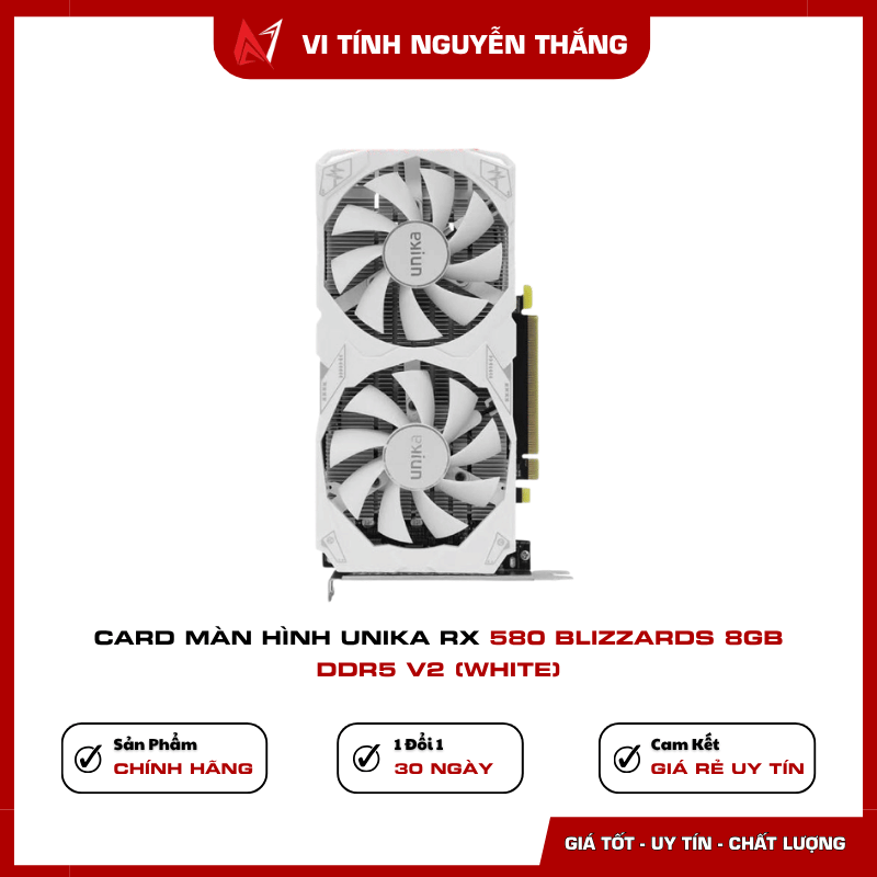 Card đồ họa UNIKA RX 580 BLIZZARDS White thiết kế 2 quạt