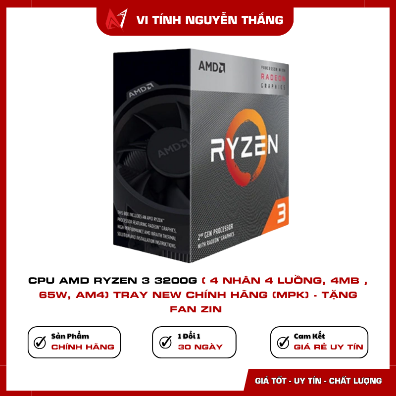 CPU AMD Ryzen 3 3200G AM4 cho PC văn phòng