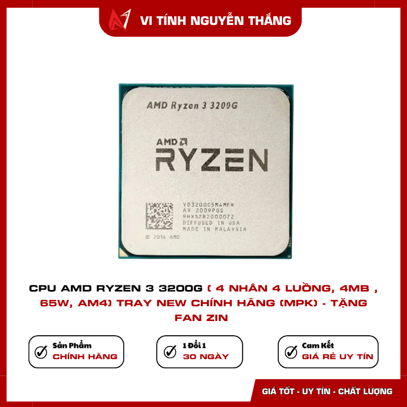 CPU Ryzen 3 3200G Tray MPK tặng fan zin