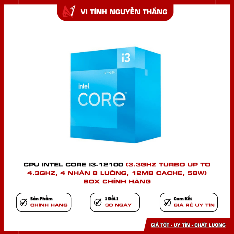 CPU Intel Core i3-12100 Box Chính Hãng