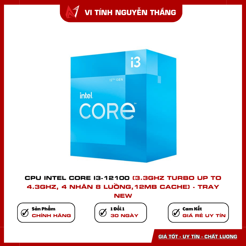 CPU Intel Core i3-12100 4 Nhân 8 Luồng