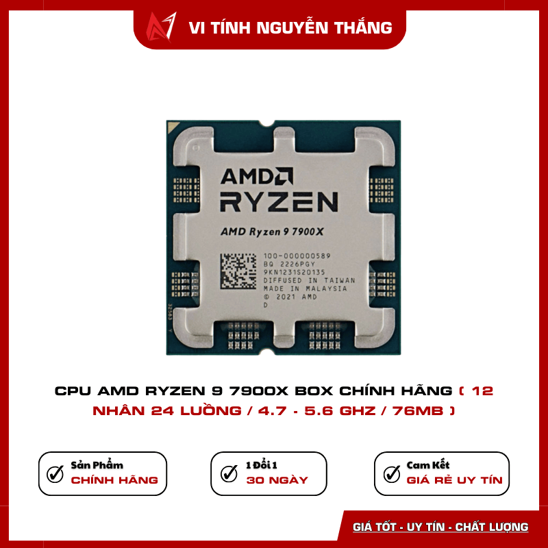 CPU AMD Ryzen 9 7900X chính hãng