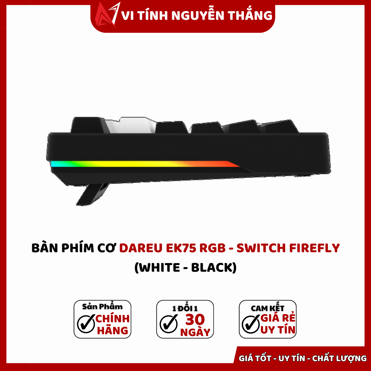 GEARVN - Bàn phím cơ DareU EK75 White Black Firefly switch