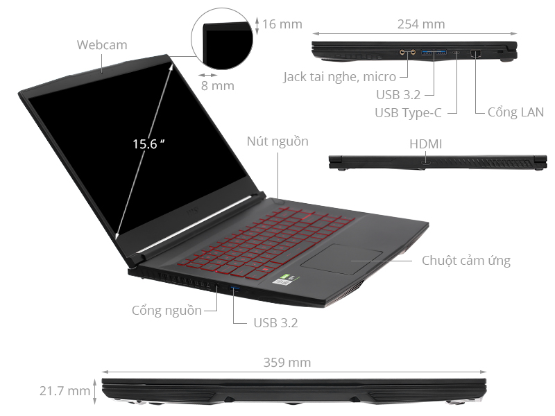 LAPTOP MSI Thin GF63 12UCX-841VN-1 - VI TÍNH NGUYỄN THẮNG