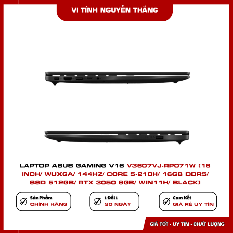 Thiết kế ASUS Gaming V16 V3607VJ-RP071W màu đen