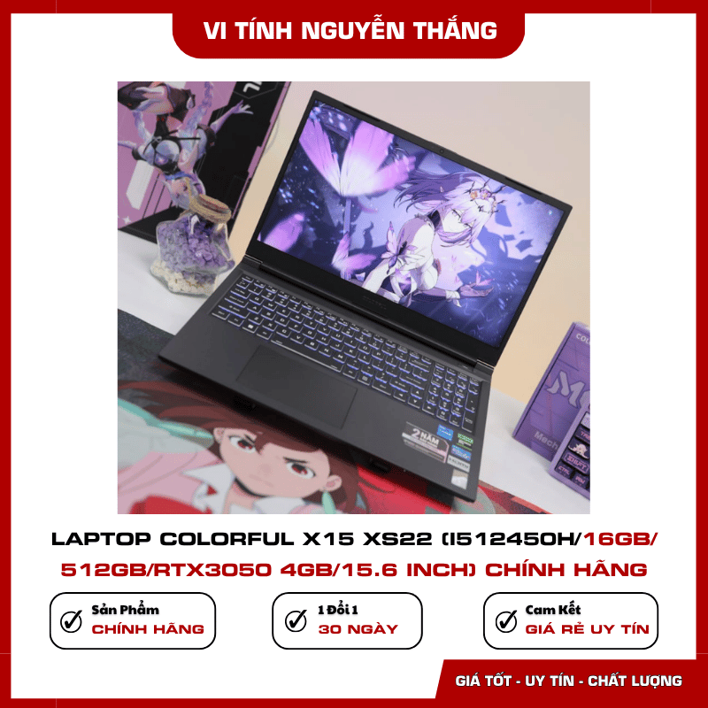 Laptop Colorful X15 XS22 cấu hình RAM 16GB và lưu trữ 512GB