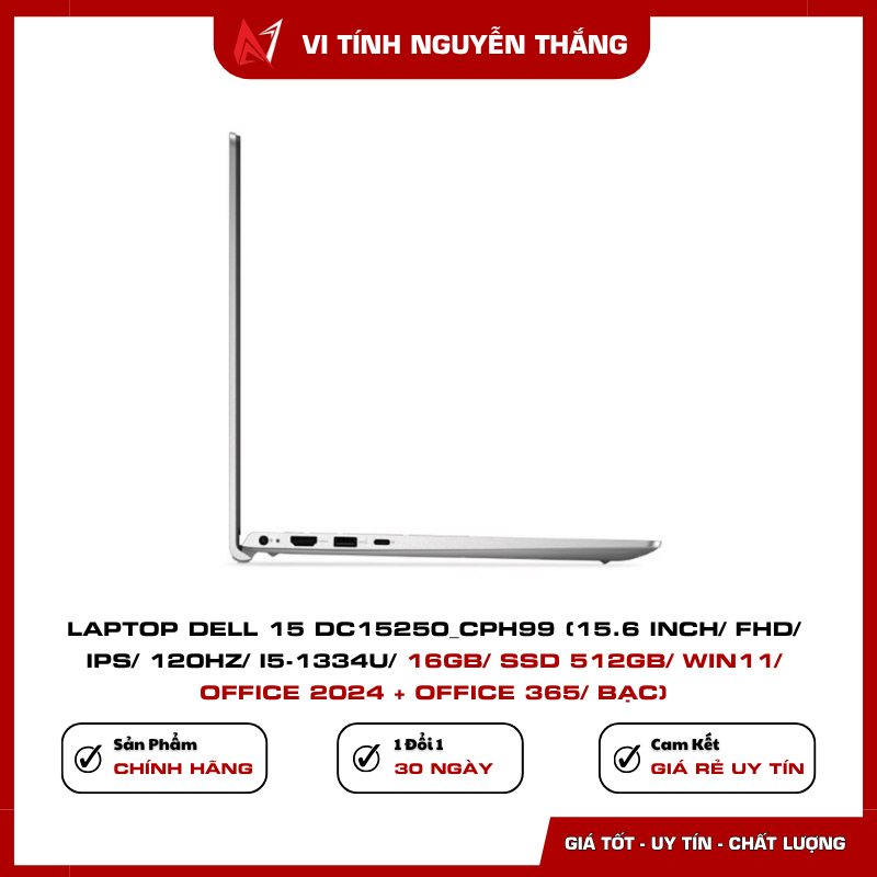 Thiết kế Laptop Dell 15 DC15250_CPH99 màu bạc