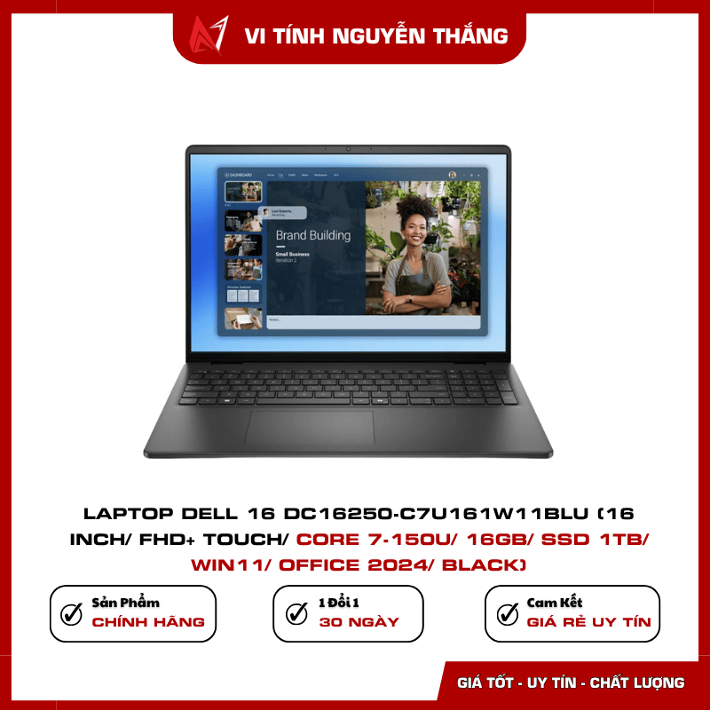 Laptop Dell 16 DC16250-C7U161W11BLU Core 7-150U