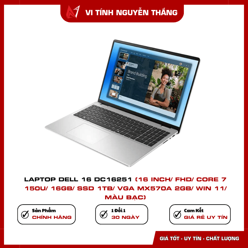 Laptop Dell 16 DC16251 Core 7 150U màu bạc