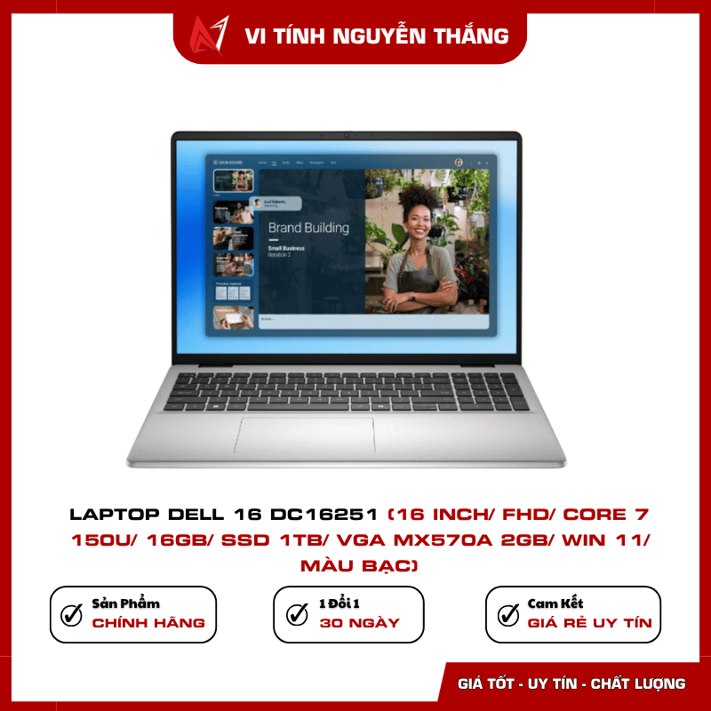 Laptop Dell 16 DC16251 màu bạc Win 11