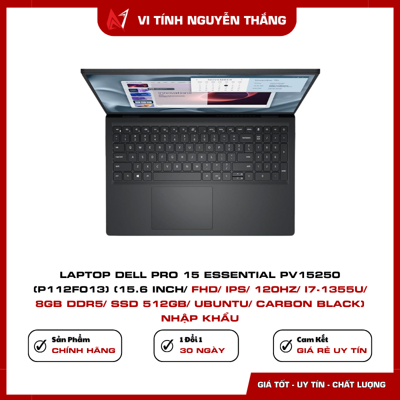 Dell Pro 15 Essential PV15250 Ubuntu Carbon Black nhập khẩu
