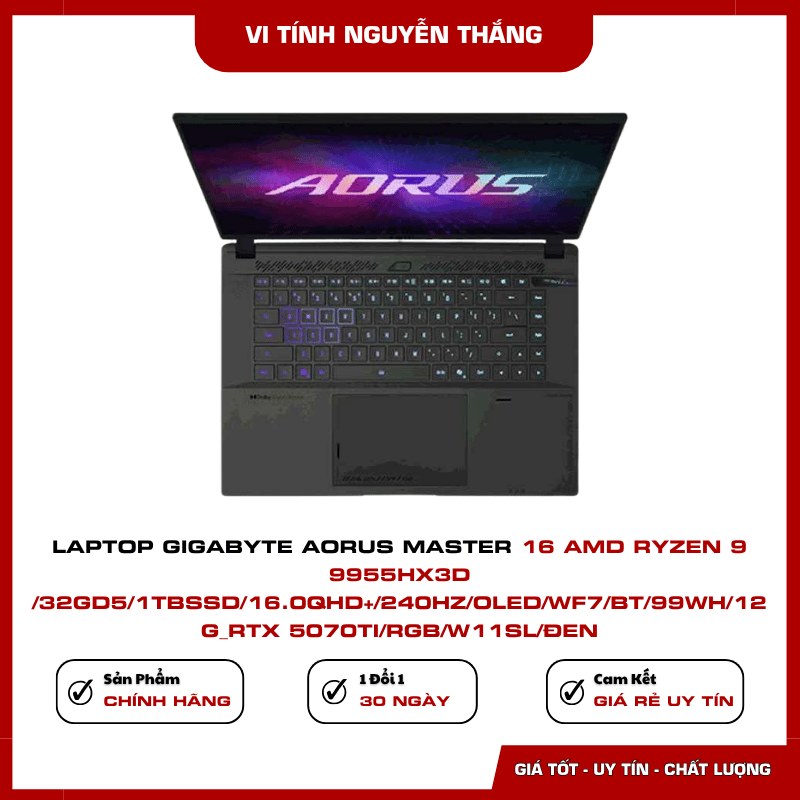 RAM DDR5 và SSD NVMe Laptop Gigabyte AORUS MASTER 16 AM6J