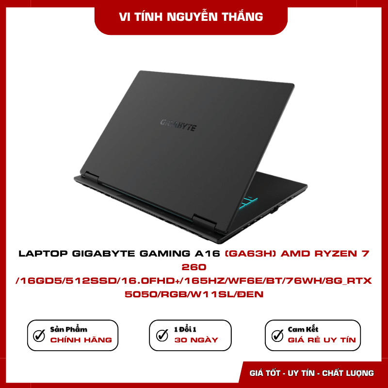 Laptop Gigabyte Gaming A16 GA63H RAM DDR5 SSD 512GB