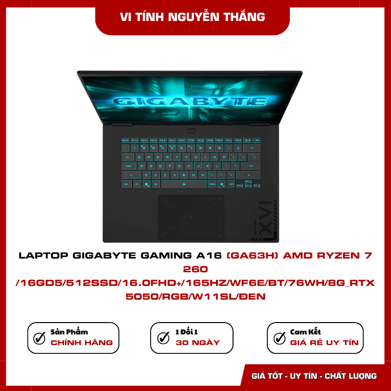 Laptop Gigabyte Gaming A16 GA63H Ryzen 7 260 RTX 5050