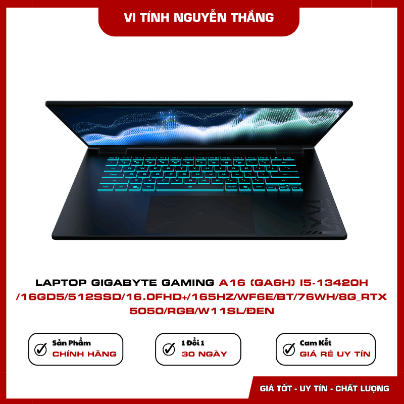 Thiết kế Black Steel và bàn phím RGB của GIGABYTE Gaming A16 GA6H