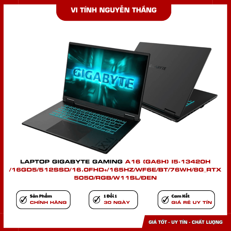 Laptop GIGABYTE Gaming A16 GA6H trang bị Intel Core i5-13420H