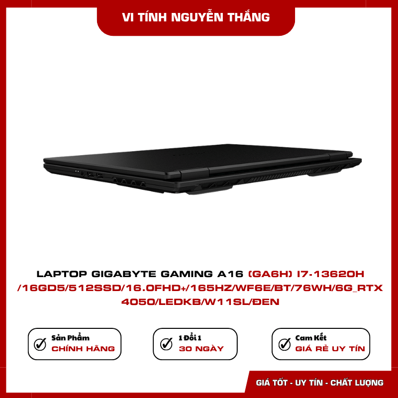 Màn hình Laptop GIGABYTE Gaming A16 GA6H 16 inch FHD Plus 165Hz
