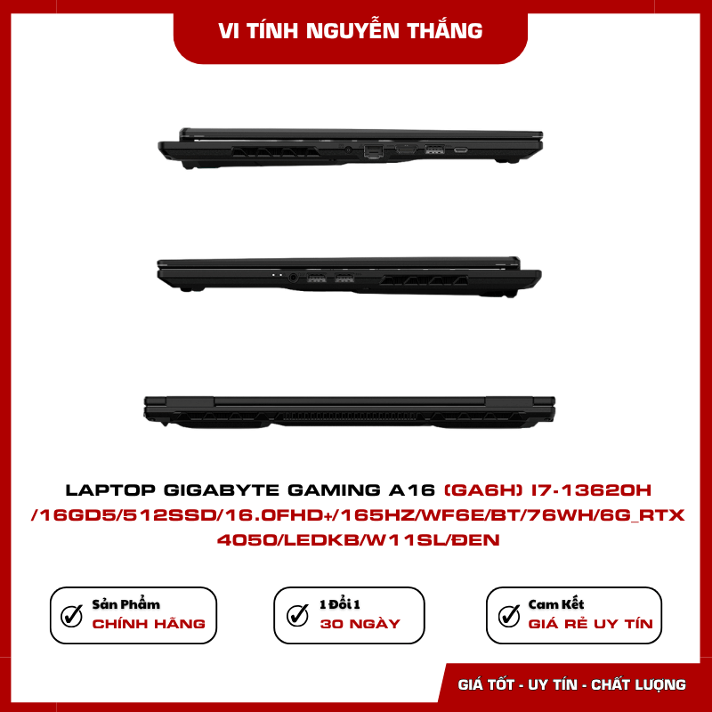 Laptop Gigabyte Gaming A16 GA6H RAM DDR5 SSD NVMe nâng cấp linh hoạt
