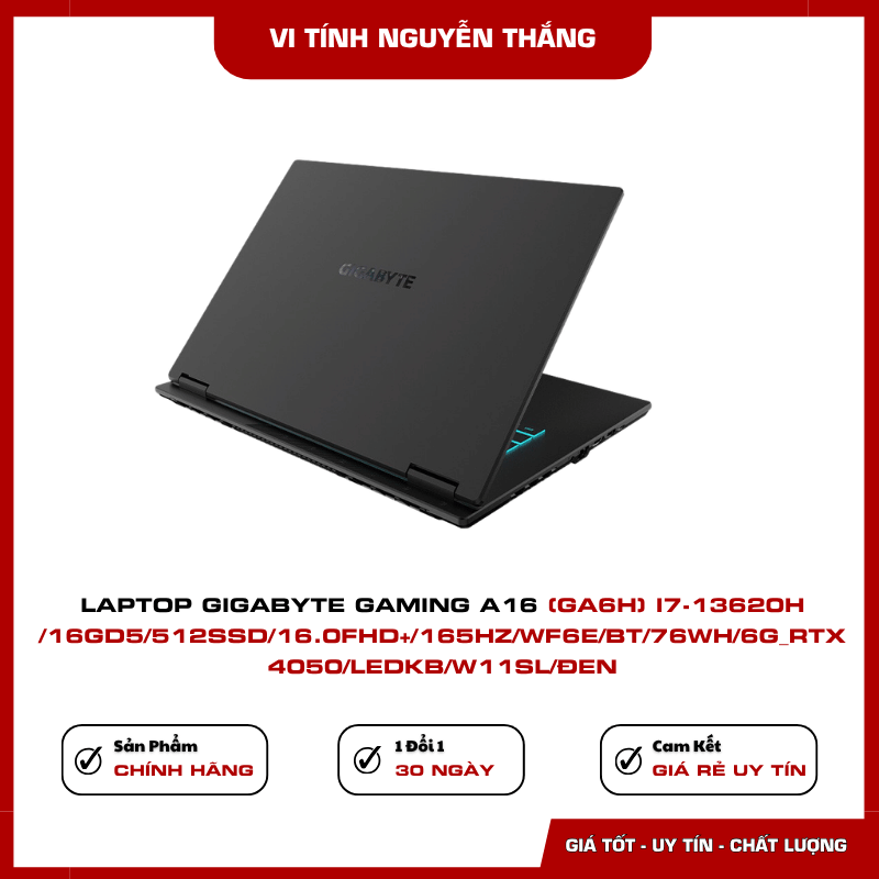 Cổng kết nối Laptop GIGABYTE Gaming A16 GA6H WiFi 6E Bluetooth pin 76Wh