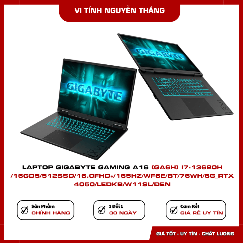 Laptop GIGABYTE Gaming A16 GA6H i7-13620H RTX 4050 hiệu năng mạnh mẽ