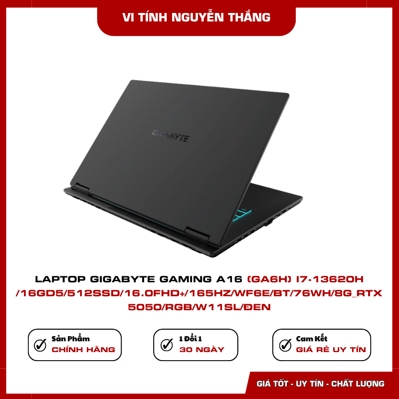 Laptop GIGABYTE Gaming A16 GA6H RTX 5050 8GB chơi game mượt