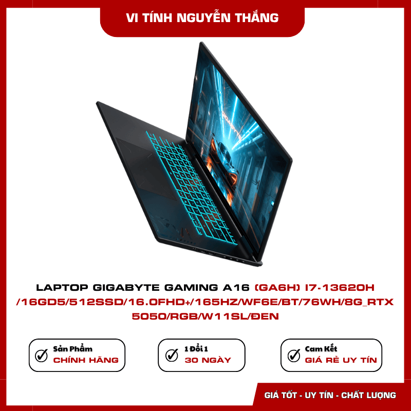 Laptop GIGABYTE Gaming A16 GA6H pin 76Wh bàn phím RGB