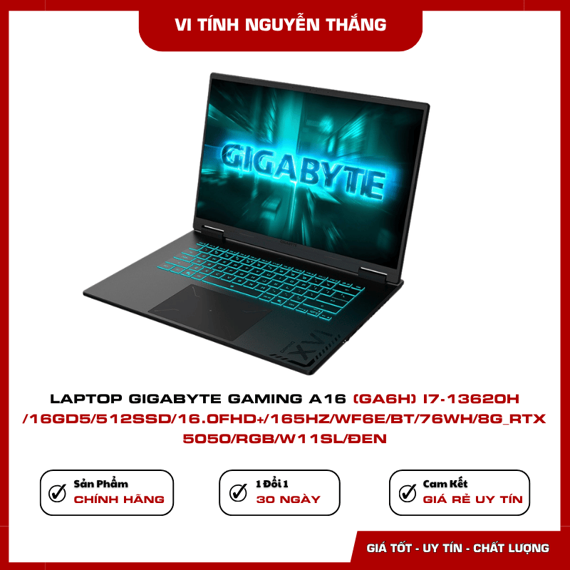 Laptop GIGABYTE Gaming A16 GA6H i7-13620H hiệu năng mạnh mẽ