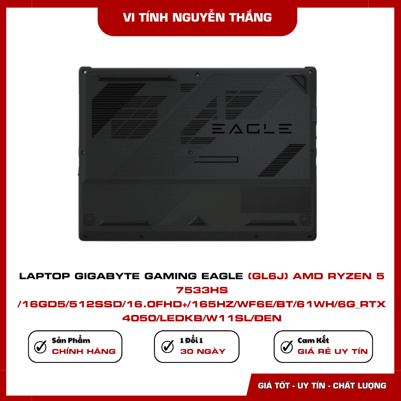 Màn hình 16 inch WUXGA 165Hz của GIGABYTE EAGLE GL6J