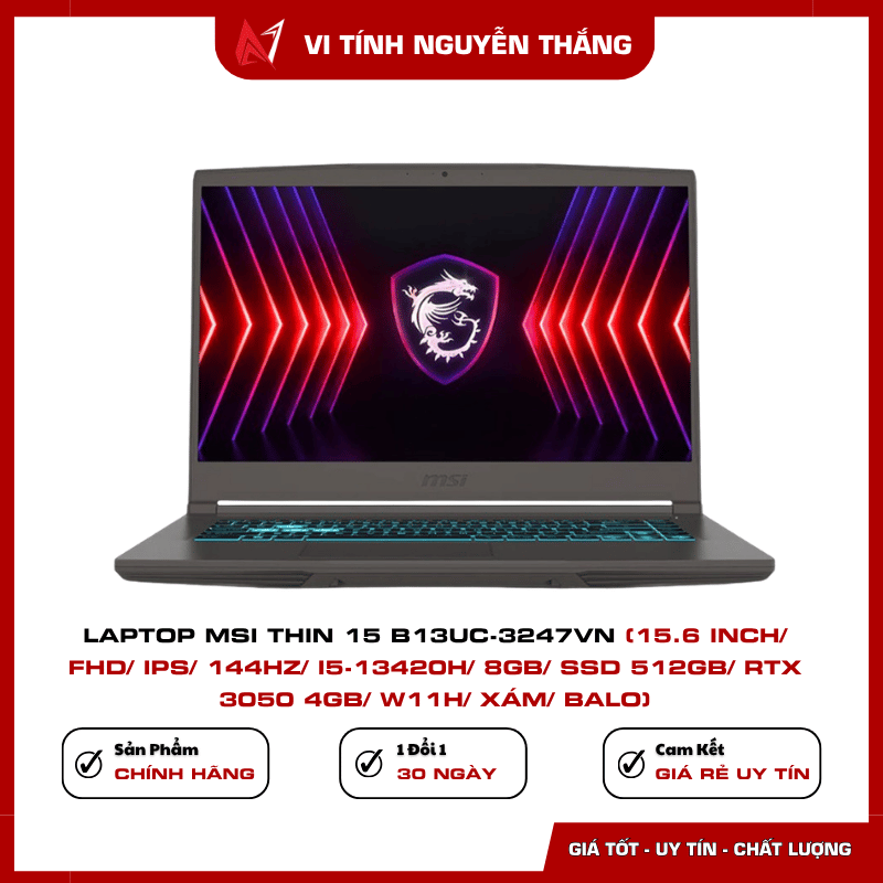 Laptop MSI Thin 15 B13UC-3247VN i5-13420H hiệu năng mạnh mẽ