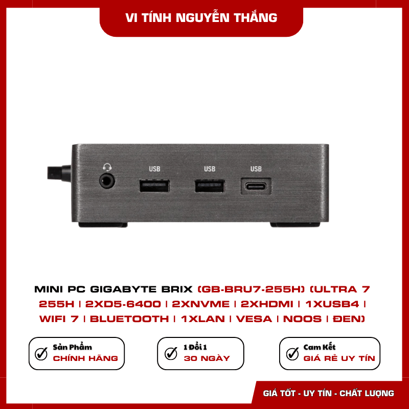 Cổng kết nối Mini PC GIGABYTE BRIX GB-BRU7-255H HDMI USB4 LAN