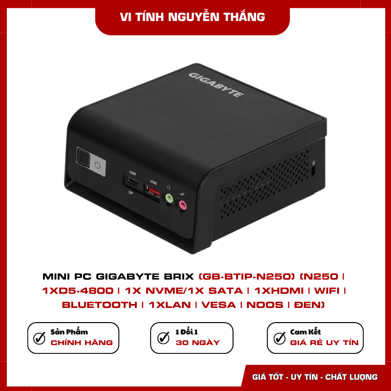 Mini PC GIGABYTE BRIX GB-BTIP-N250 dùng Intel Processor N250
