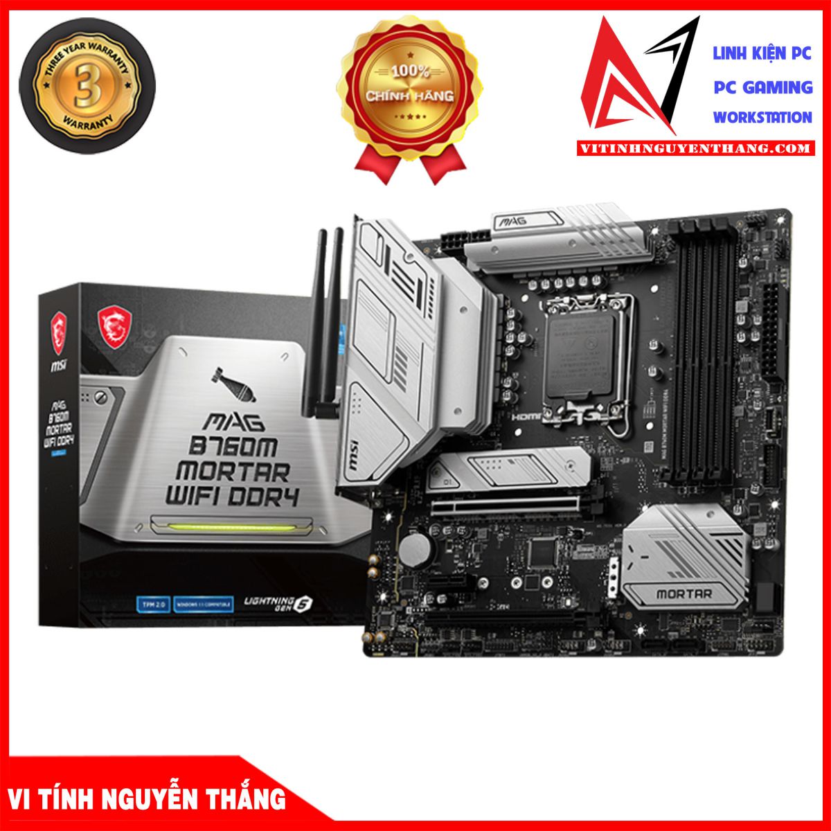 GEARVN - Bo Mạch Chủ MSI MAG B760M MORTAR WIFI DDR4