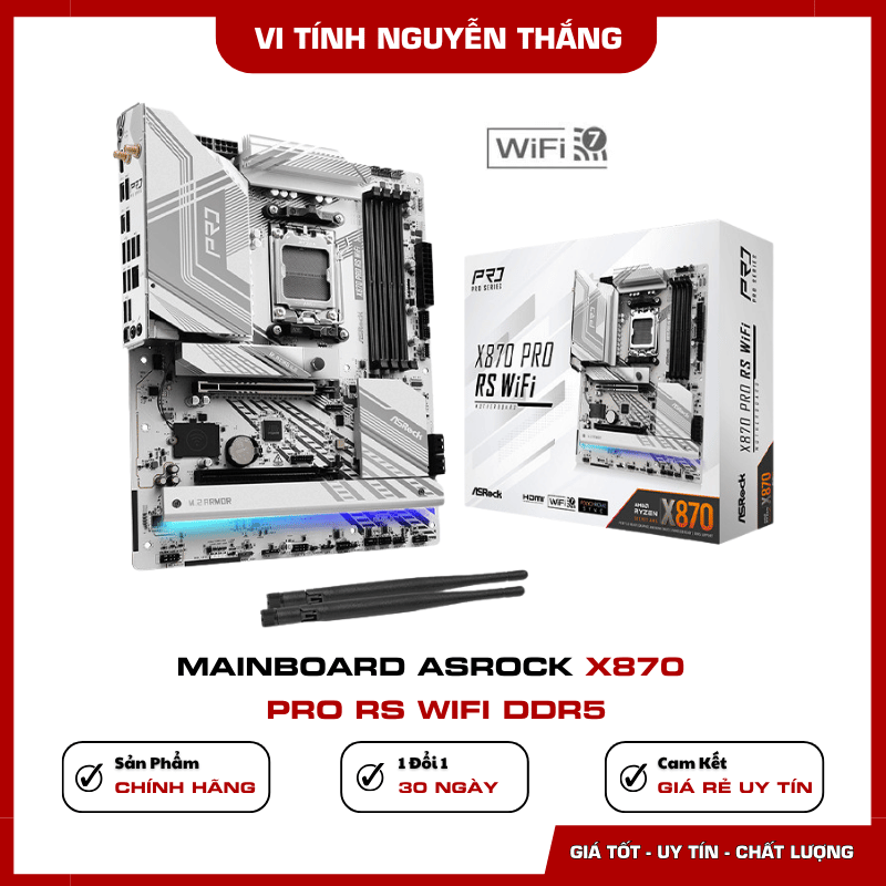 Mainboard ASRock X870 Pro RS WiFi DDR5 hỗ trợ Ryzen AM5 Mainboard ASRock X870 Pro RS WiFi DDR5 socket AM5