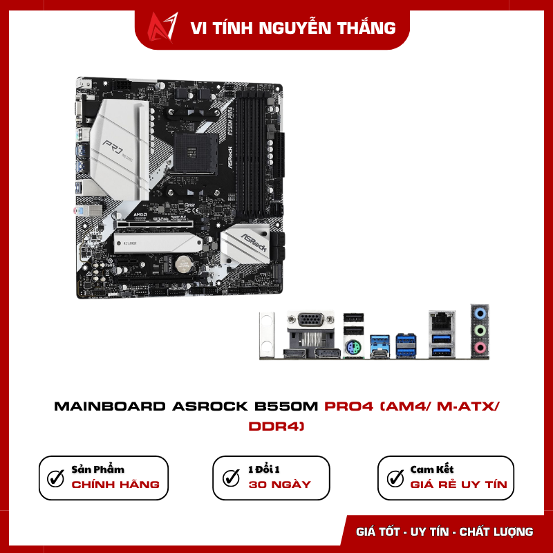 Mainboard Asrock B550M Pro4 chuẩn Micro ATX cho PC AMD