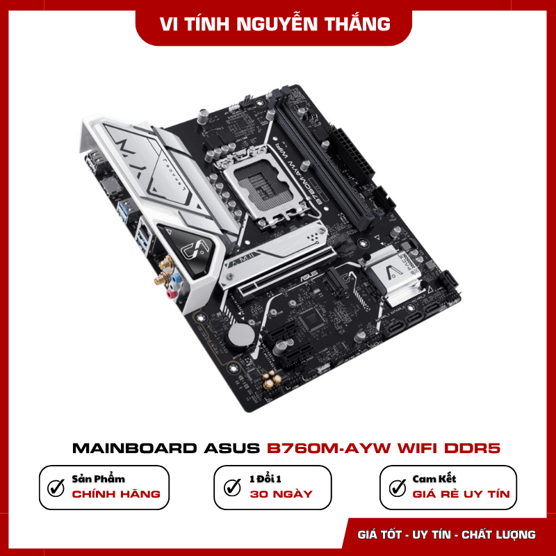 Thiết kế Micro-ATX của mainboard ASUS B760M-AYW WiFi DDR5
