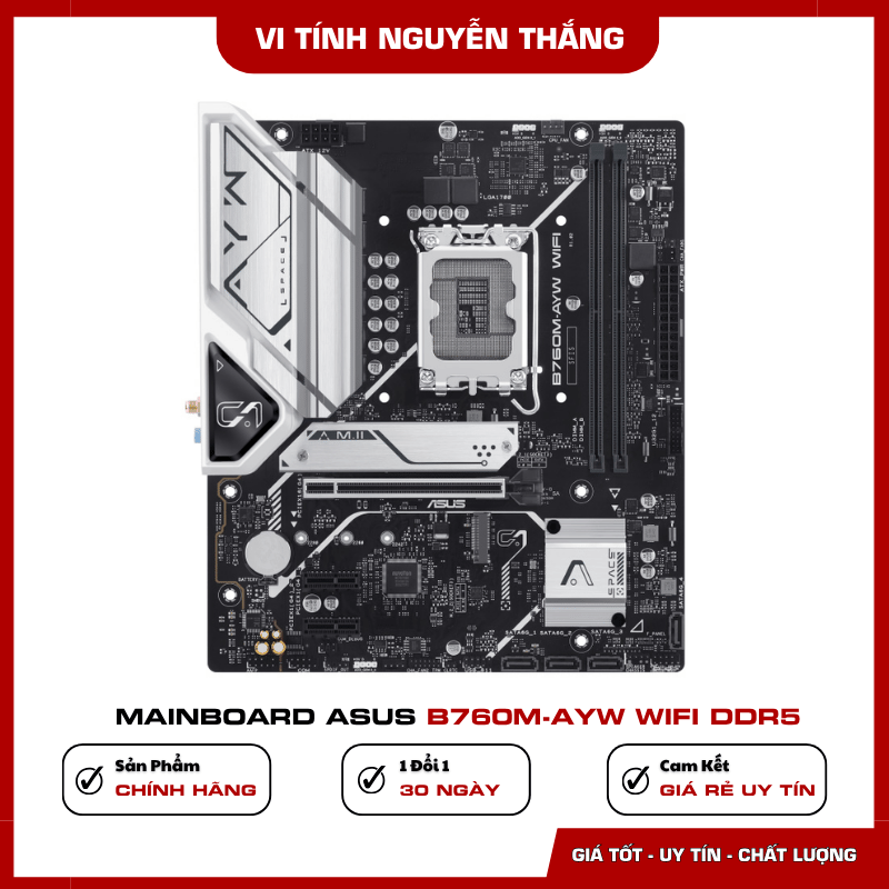 ASUS B760M-AYW WiFi DDR5 hỗ trợ CPU Intel Mainboard ASUS B760M-AYW WiFi DDR5 socket LGA 1700